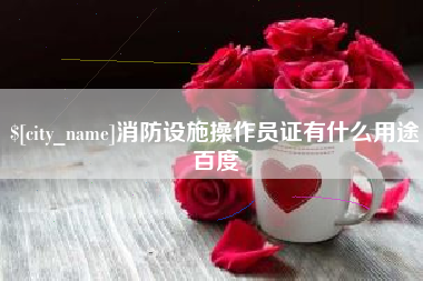 巴中消防设施操作员证有什么用途百度